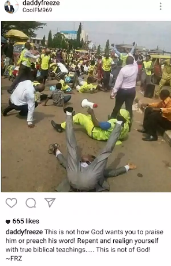 OAP Freeze reacts to viral photo of church members during an outreach program